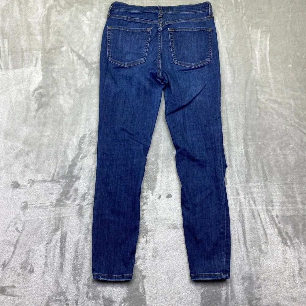 Free People High Rise Ripped Knee Skinny Jeans Blue Sz 28 Fits 27